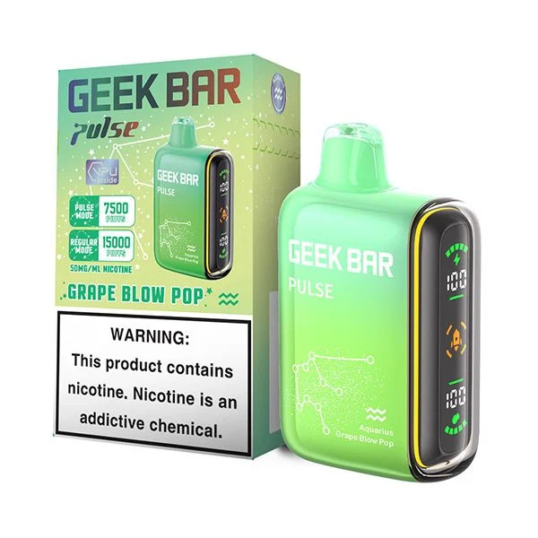 GEEK BAR PULSE 5% NIC 15000 PUFFS VAPE (GRAPE BLOW POP / GRAPE BURST)